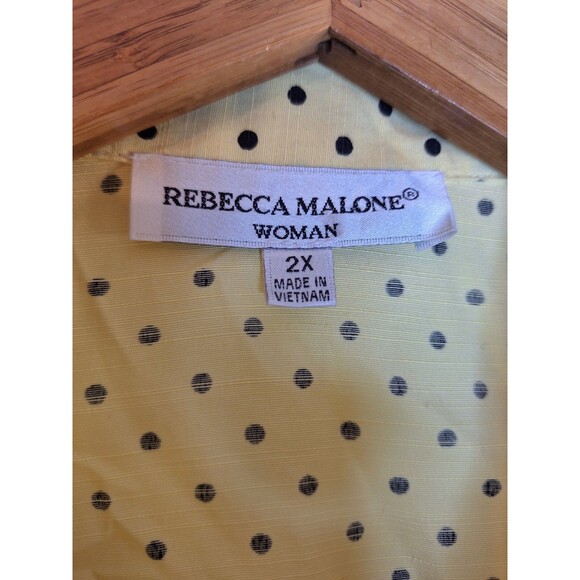 REBECCA MALONE Butter Yellow Polka Dot Button Up Shirt w/Cami Women's Sz 2x Vtg - Picture 3 of 9